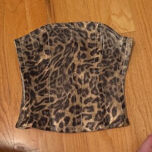 REVICE Gold and Black Animal Print Corset